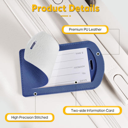 3 Pack Luggage Tags for Suitcases, TSA Approved Bag Tags, Baggage Tags with Privacy Protection, Travel Essentials Luggage Accessories, Dark Blue