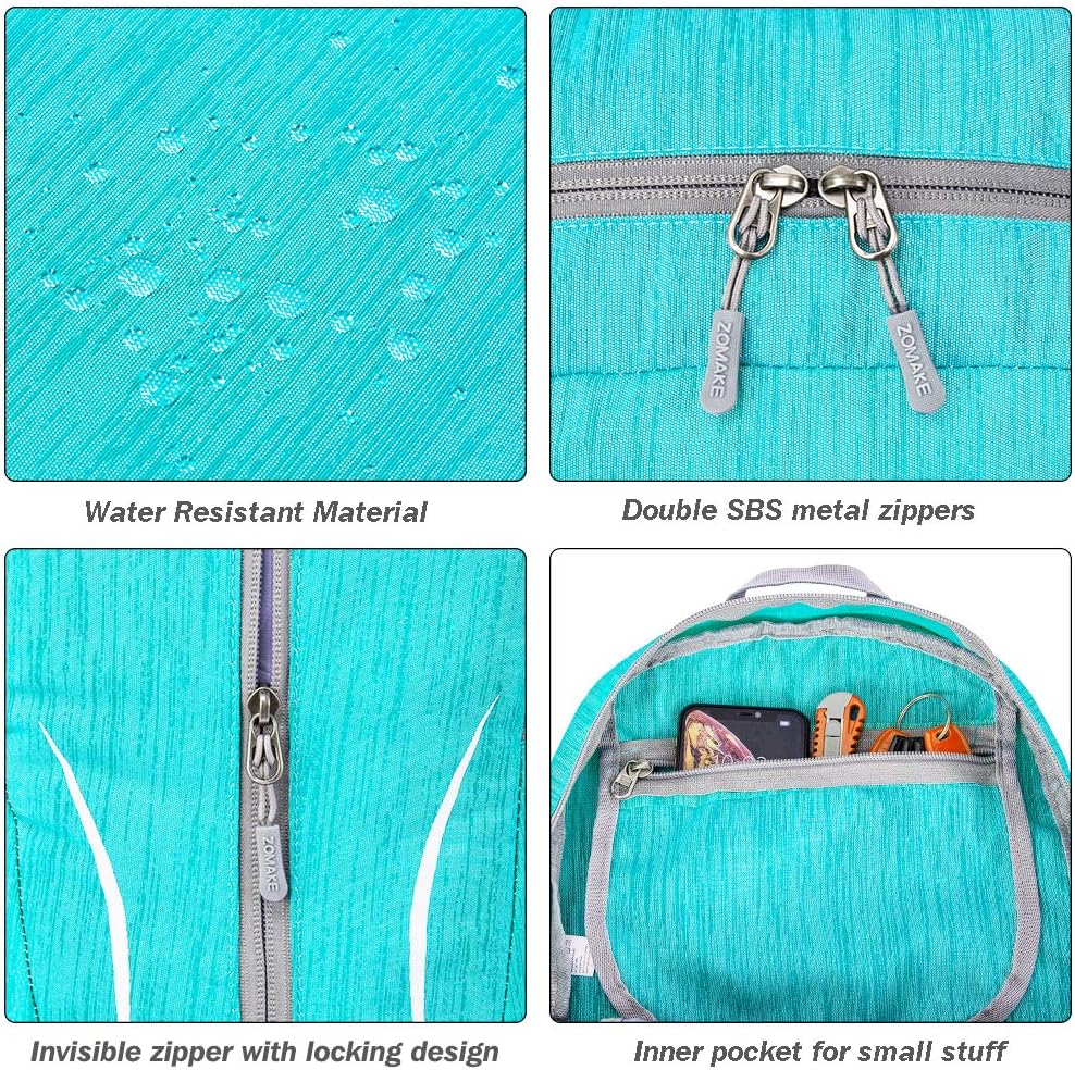 ZOMAKE 25L Ultra Lightweight Packable Backpack, Foldable Hiking Backpacks Water Resistant Small Folding Daypack for Travel(Aqua Blue)