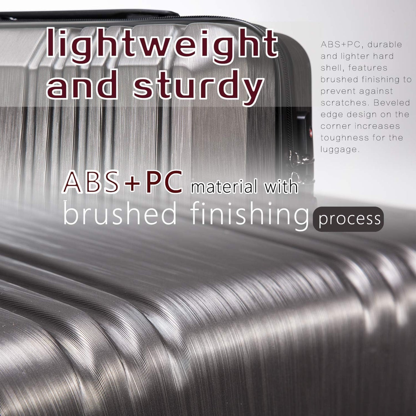 Coolife Luggage Suitcase PC+ABS with TSA Lock Spinner Carry on Hardshell Lightweight 20in 24in 28in(ice blue, L(28IN))