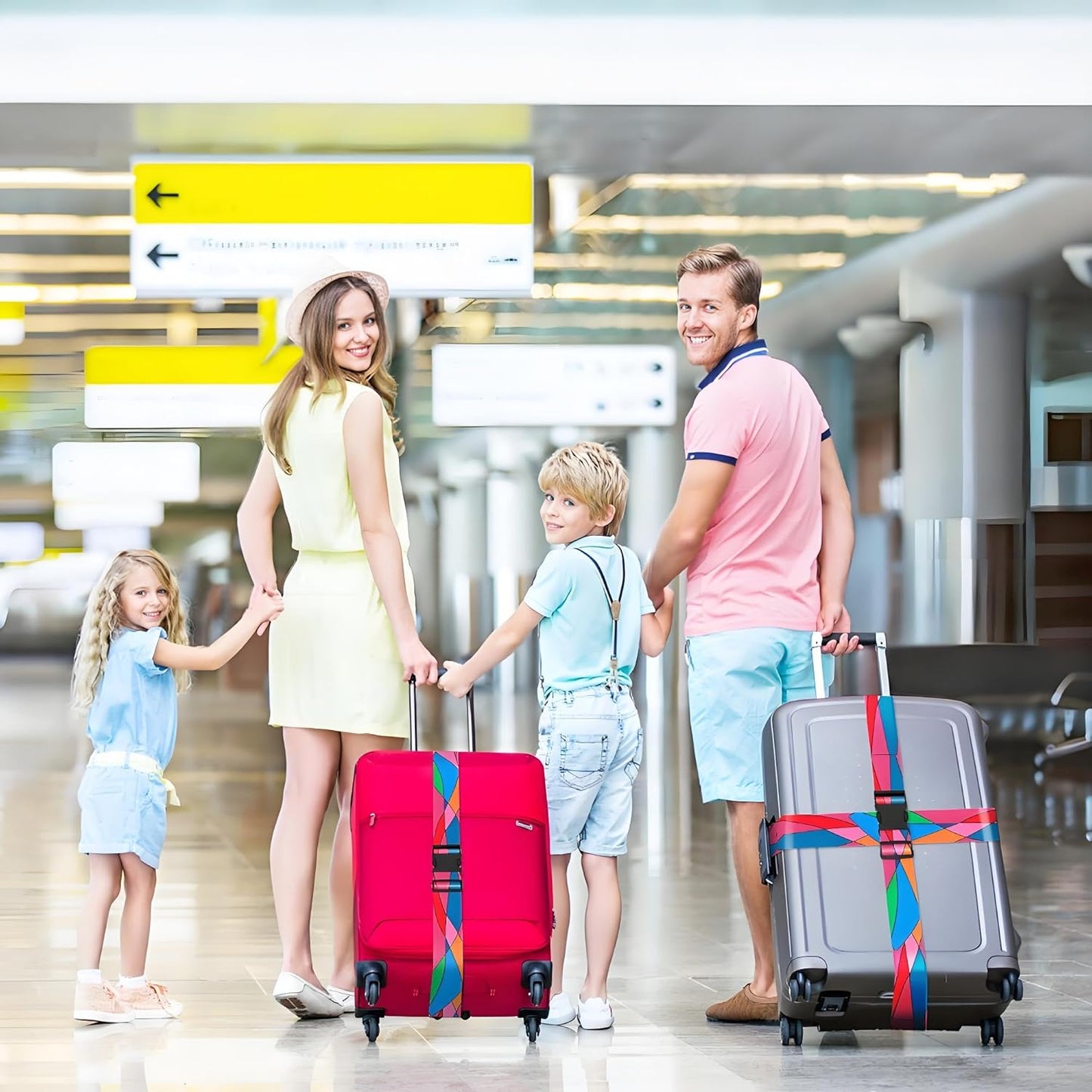 Colorful Luggage Straps for Suitcases, Adjustable Luggage Travel Belts to Keep Luggage Security While Travel, Strong Polyester Fabric, Easy-to-Recognize Stylish Design Travel Accessories, 2 Pack