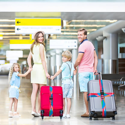 Colorful Luggage Straps for Suitcases, Adjustable Luggage Travel Belts to Keep Luggage Security While Travel, Strong Polyester Fabric, Easy-to-Recognize Stylish Design Travel Accessories, 2 Pack