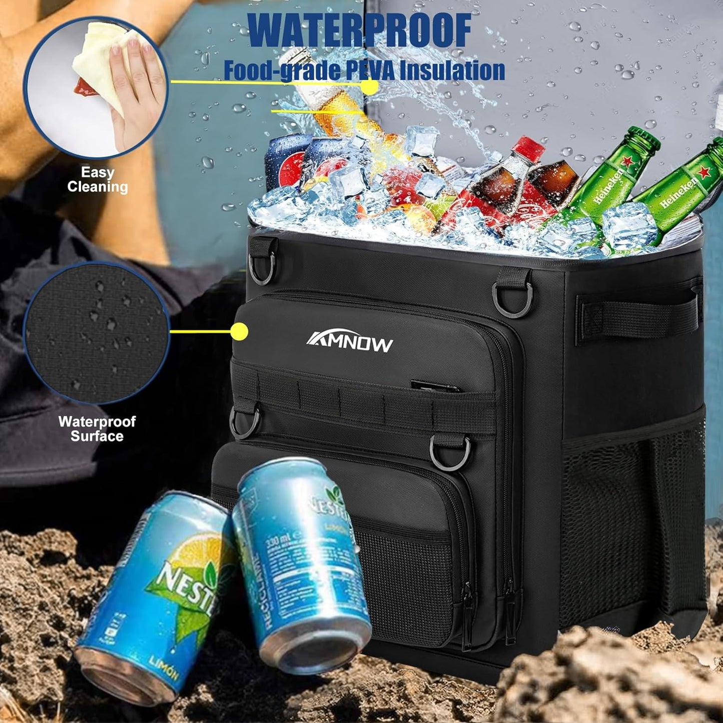 Backpack Cooler Insulated Leak Proof for Men Women 50 Cans Soft Cooler Backpack Insulated Waterproof Large Capacity Coolers Bag Portable for Lunch Camping Travel Picnic Hiking