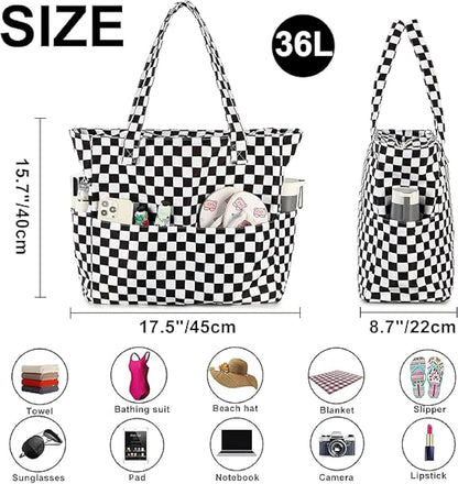Waterproof Beach Tote Pool Bags for Women Ladies Extra Large Gym Tote Carry On Bag With Wet Compartment for Weekender Travel