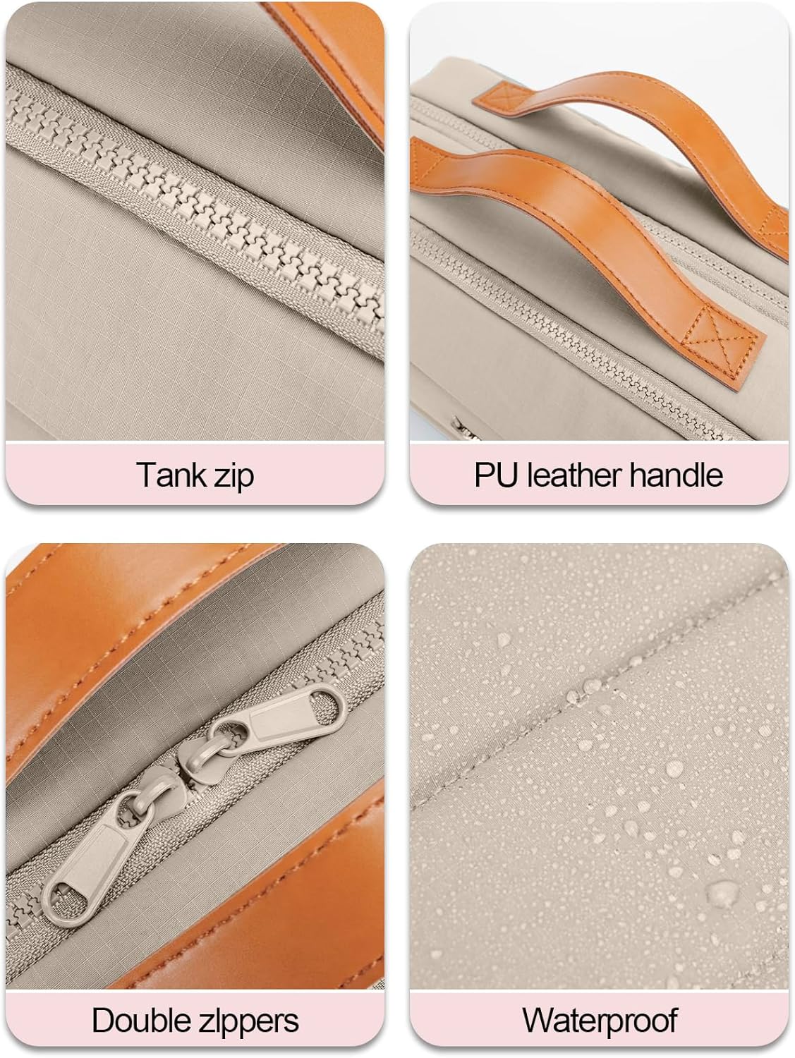 Women's Hanging Toiletry Bag, Waterproof Travel Cosmetic Organizer with Jewelry Storage, Large Capacity Makeup Case for Full-Size Skincare & Bathroom Essentials, Portable Cosmetic kit, Khaki