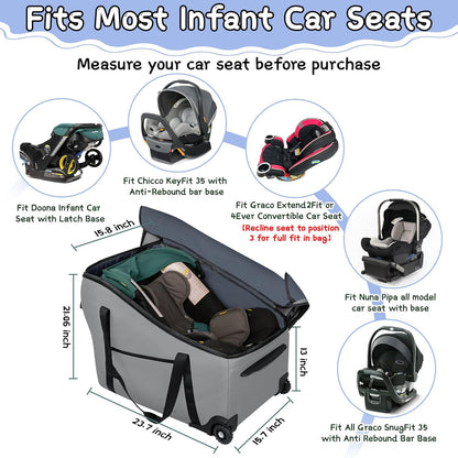 Car Seat Bags for Air Travel Fit Chicco Keyfit 35 and Anti-rebound Bar Base, Fit Doona Car Seat Stroller and Base, Nuna Pipa Travel Bag, Infant Car Seat Bag, Doona Travel Bag