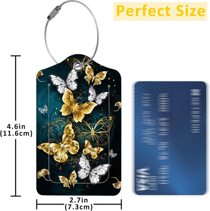 2 Pack Butterflies Luggage Tags for Suitcases,Butterflies in Flight Leather Baggage Suitcases Tag Name ID Label Privacy Cover Travel Bag Tags for Women Men Boys Girls