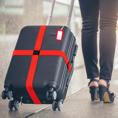8 Pack Luggage Straps and Tags Set (4 Straps, 4 Tags), Luggage Straps for Suitcases TSA Approved Suitcase Belt Luggage Tags, Red