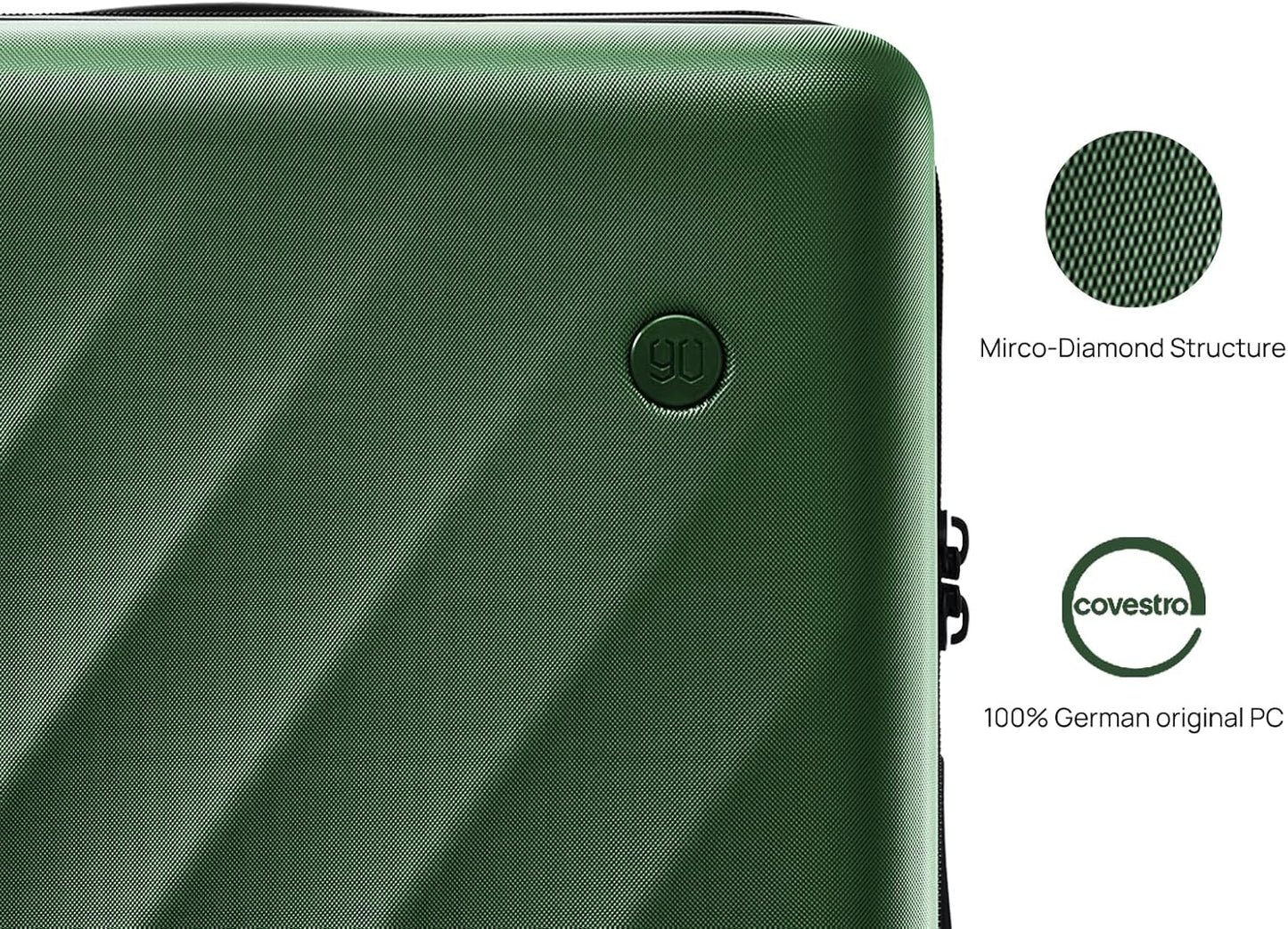 Carry On Suitcase, 20 Inch Carry-On Luggage with Double Spinner Wheels, Anti-Burst Zipper, Hard Case PC Suitcase Carry On, Lightweight Travel Luggage, TSA Approved (Seaweed Green, Hudson)