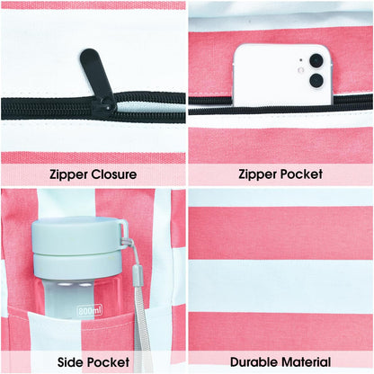 Becokan Beach Bag Large Beach Tote Bag for Women Waterproof Sandproof Swim Pool Bag With Zipper