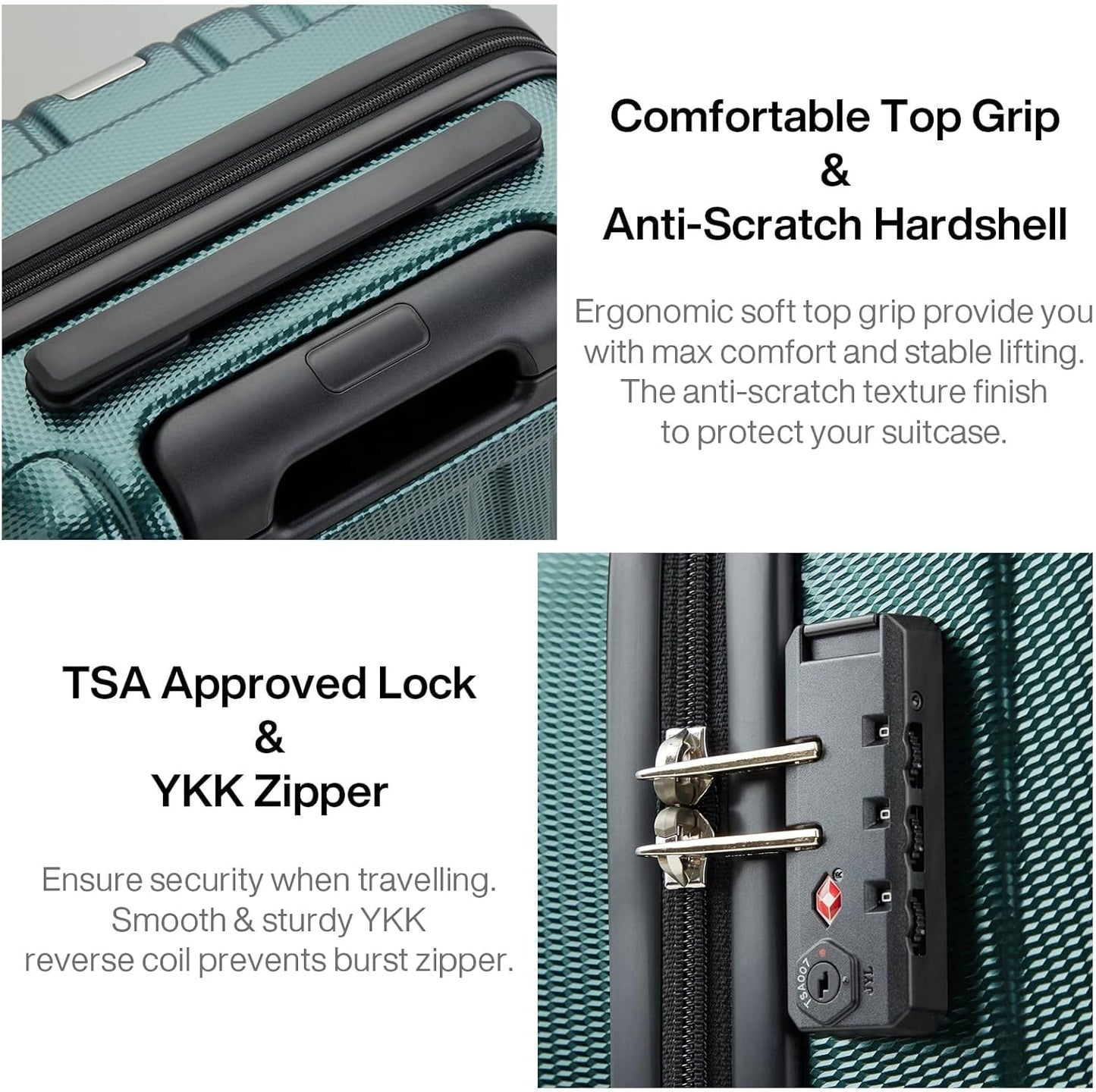 Hanke 14 Inch Underseat Carry On Luggage with Wheels Hard Shell Suitcases Lightweight Small Luggage for Weekender Mini Suitcase Carry On Bag Travel Luggage for Travel Rolling Suitcase.(Blackish Green)