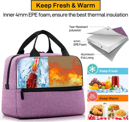 HOMESPON Insulated Lunch Bag for Women Men Lunch Box Cooler Lunch Tote for Work Picnic (Purple)