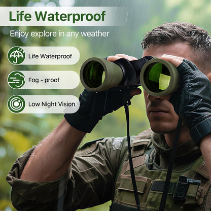 20x50 Hunting Binoculars for Adults High Powered with Low Light Night Vision - 28mm Large Eyepiece Professional Binoculars for Bird Watching Hiking Travel with BAK4 Prism FMC Lens, Green