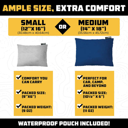 Wise Owl Outfitters Camping Pillow – Memory Foam Travel Pillow for Airplane Sleeping, Hiking, Backpacking & Outdoor Use - Small & Portable for Adults, Car, Camp & Tent