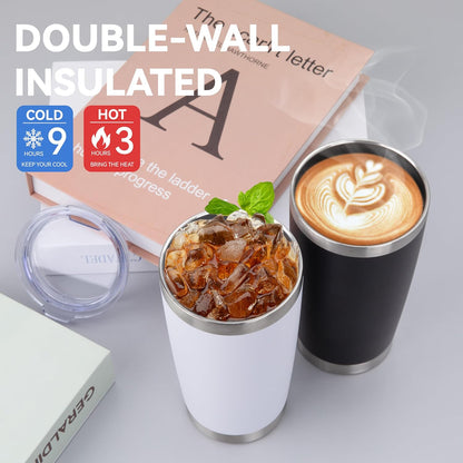 HASLE OUTFITTERS 20oz Stainless Steel Tumblers Bulk, Insulated Travel Cup with Lid, Double Wall Vacuum Coffee Mug for Cold & Hot Drinks 4 Pack, Orange