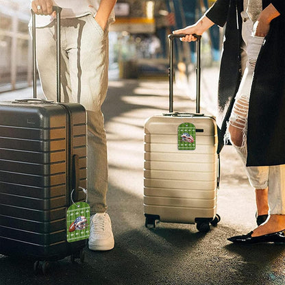 2 PCS Leather Luggage Tag for Suitcase Football and Helmet Travel Suitcase Labels with Privacy Name ID Label and Stainless Steel Loop for Adults Teens Travel Bag Labels Set