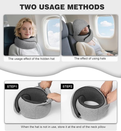 Airplane Travel Pillow, Memory Foam Travel Pillow, Suitable for Sleeping on Planes, in Offices and in Cars, a Must-Have for Long Flights, and a Necessity for Road Trips.