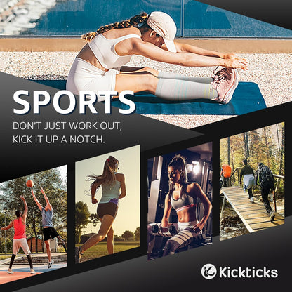 Kickticks 4 Pairs Compression Socks for Woman & Man Unisex 20-30mmHg Knee high Plus Size Wide Calves for Flying Running…
