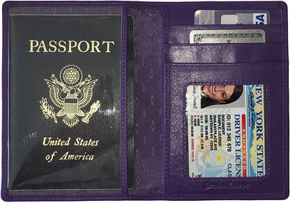 Personalized Monogrammed Dark Purple Leather RFID Passport Wallet