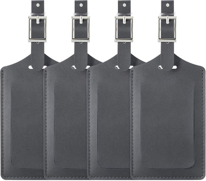 Travelambo Luggage Tags for Suitcases PU Leather Travel Tags Bag Tags Privacy Protection Travel Essentials