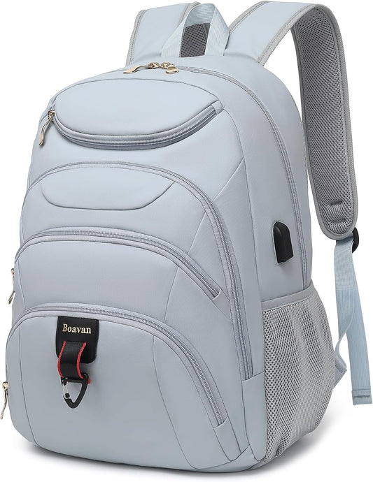 Boavan Laptop Backpack for women, 15.6 inch Laptop Bag with USB Port, Waterproof Travel Work Backpack Purse, Anti-Theft Teacher Nurse Doctor Casual Bookbags Office Business backpack，Blue