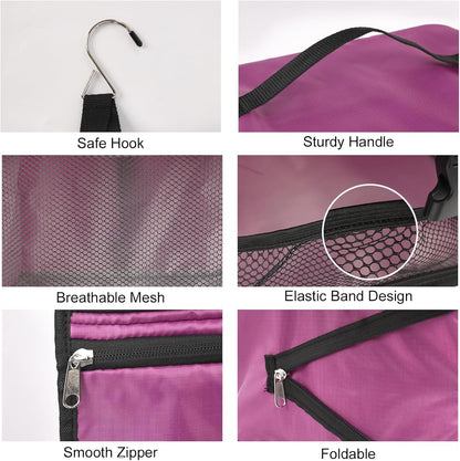 TABITORA Travel Portable Hanging Shelves Closet Organizer Packing Luggage Storage with Multifunctional and Foldable Invisible Compartment,Lightweight, for Suitcase, RV,Closet…Purple,XXL