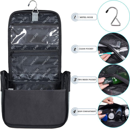 Hanging Toiletry Bag for Men VANCASE Vintage Leather Shaving Dopp Kit Medium Waterproof Travel Bathroom Bags Portable Shower Organizer