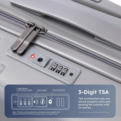 20-inch Carry On Luggage Airline Approved - PC+ABS Lightweight Suitcase with Built-in TSA Lock，Hard-shell Durable Rolling Luggage with USB Port