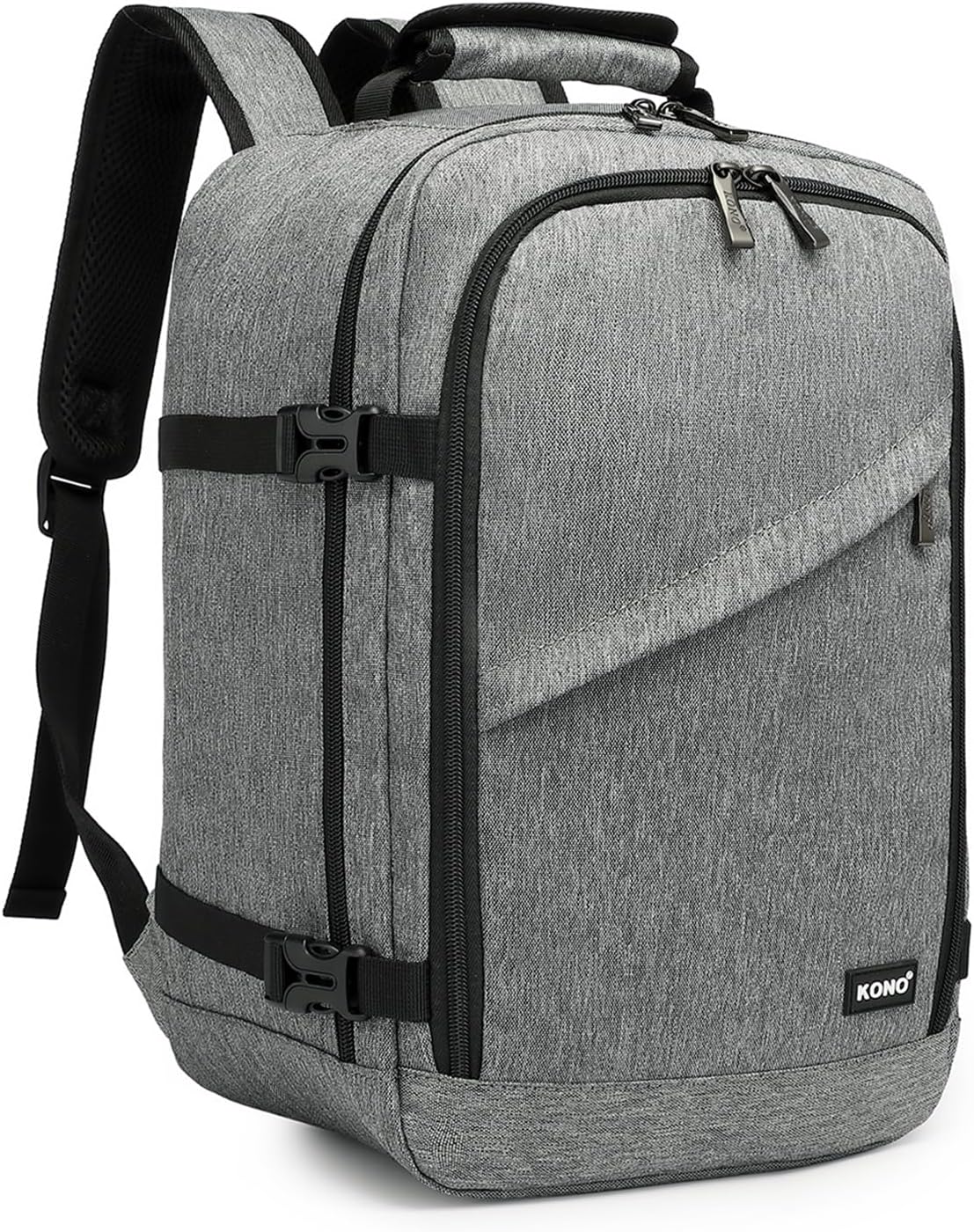 Kono Carry on Backpack, 16" Airplane Approved Under Seat Travel Backpack for Men and Women, Waterproof Lightweight Daypack for Flight 20L (Grey, Small)