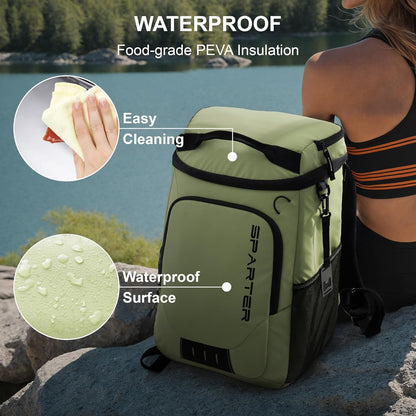 SPARTER Backpack Cooler Insulated Leak Proof 33/49 Cans, 2 Insulated Compartments Thermal Bag, Portable Lightweight Beach Travel Camping Lunch Backpack for Men and Women