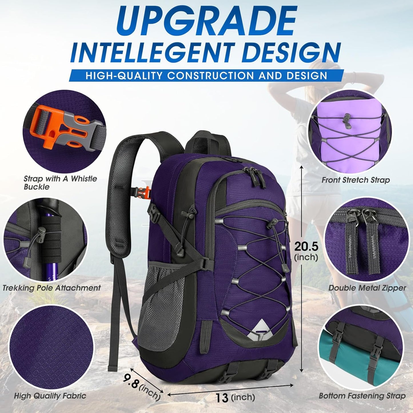 IGOLUMON Hiking Backpack 40L Packable Lightweight Camping Backpack Men Women Waterproof Hiking Daypack Outdoor Travel Daypack