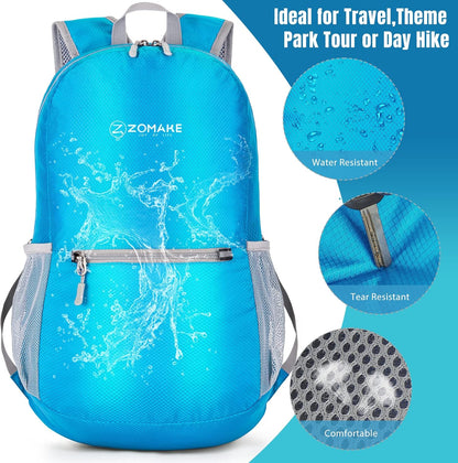 ZOMAKE Ultra Lightweight Hiking Backpack 20L, Packable Small Backpacks Water Resistant Daypack for Women Men(Light Blue)