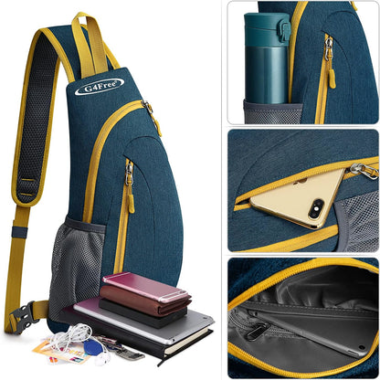 G4Free Sling Bag for Men Women, Small Crossbody Backpack Lightweight Chest Shoulder Bags for Travel, Outdoor and Sports (Dark blue)