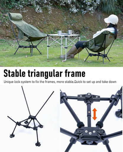 iClimb Ultralight Compact Camping Folding Beach Chair with Anti-Sinking Large Feet