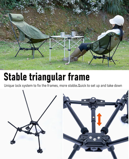 iClimb Ultralight Compact Camping Folding Beach Chair with Anti-Sinking Large Feet