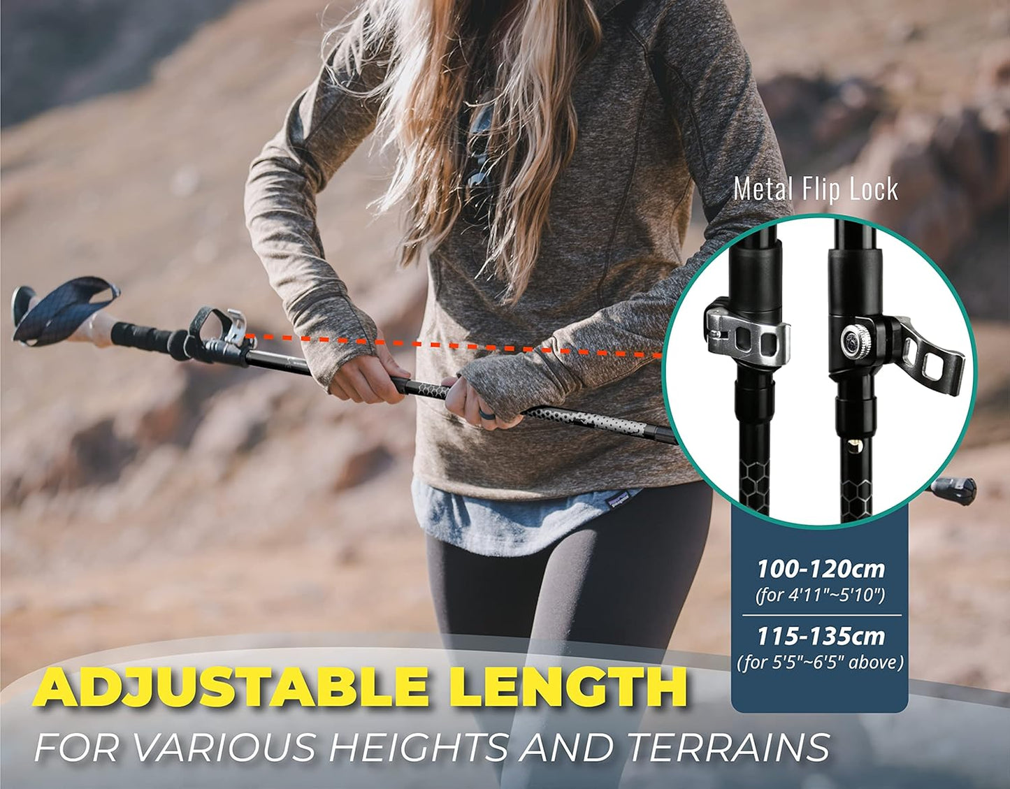 Trekology Trek-Z Collapsible Hiking & Trekking Poles - Balance Support for Seniors, Women, and Men, 2pc Per Set
