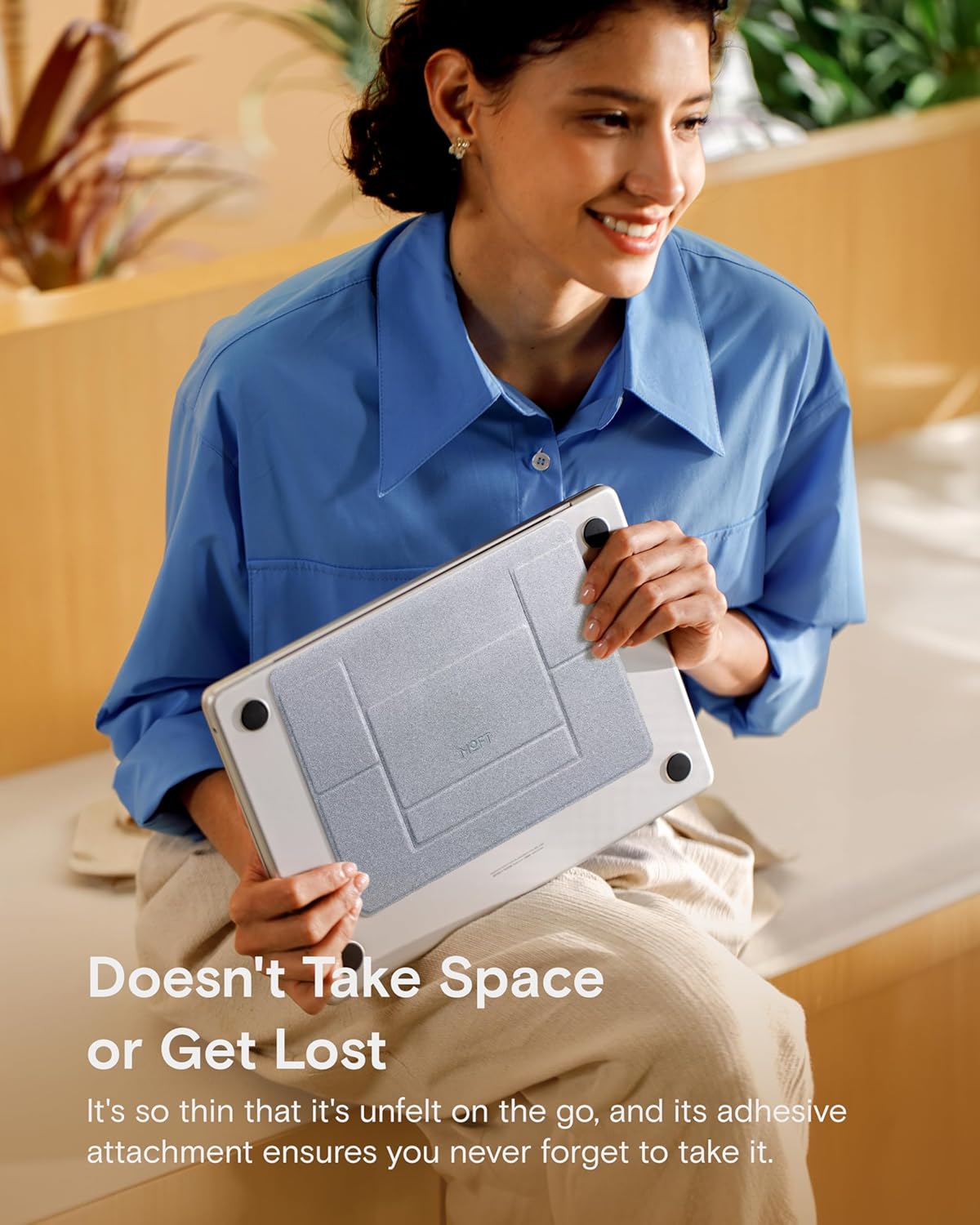 MOFT Laptop Stand for Desk, Adhesive Laptop Stand with 2 Adjustable Viewing Angles, Foldable and Portable Computer Stand Compatible with MacBook Air, MacBook Pro 11"-16", Silver