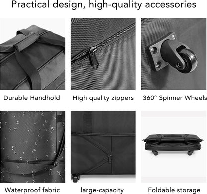 Suitcases with Wheels, Expandable Foldable Luggage Bag