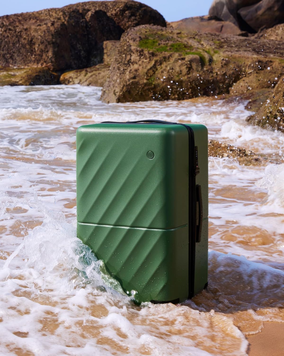 Trunk Luggage 24 Inch, Medium Checked Luggage with Double Spinner Wheels, Anti-Burst Zipper, Hard Case PC Suitcase, Lightweight Travel Luggage, TSA Approved (Seaweed Green, Hudson)