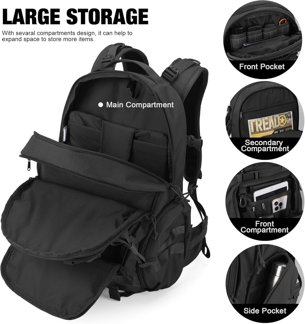 Mardingtop 35L Molle Tactical Military Backpack for Men，Cordura Backpack for Hiking,Camping,Survival