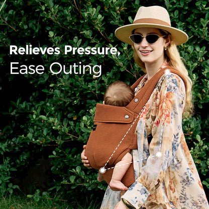 Momcozy Baby Carrier with Natural Cotton Linen, Built to Last, Ergonomic Design, 7-44lbs for Infant and Toddler, Lightweight and Comfortable, Hands-Free for Moms&Dads, Sepia