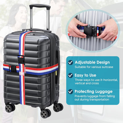 Travel Inspira Luggage Straps for Suitcases, Adjustable Suitcase Strap, TSA Approved Luggage Straps - Secure Your Luggage Safely During Travel (4 Pack)