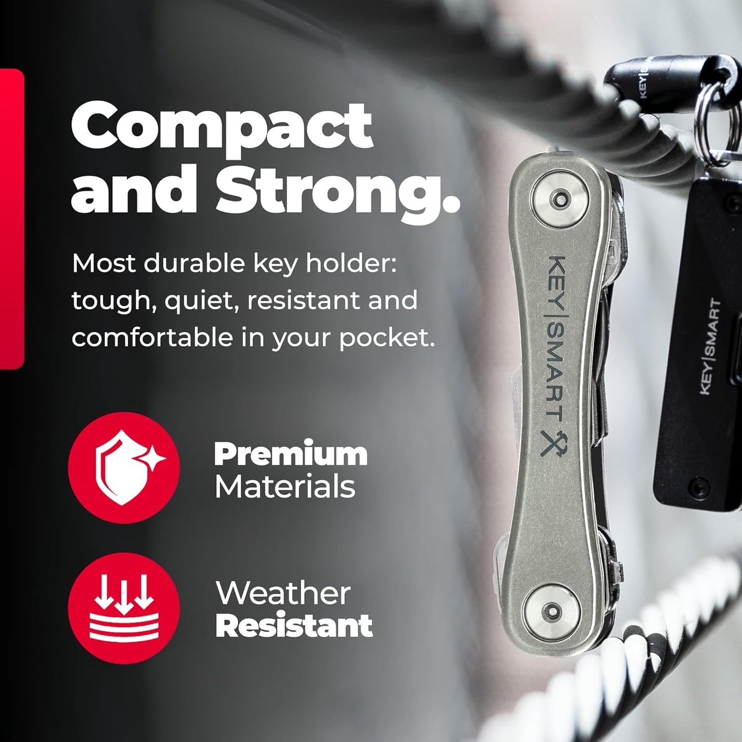 KeySmart Rugged - Multitool Key Holder for Keychain w/Bottle Opener and Pocket Clip, Organizer for Keys, EDC Keychains, Ring for Car Fobs Key Chains, Expandable (Up to 14 Keys, Titanium)