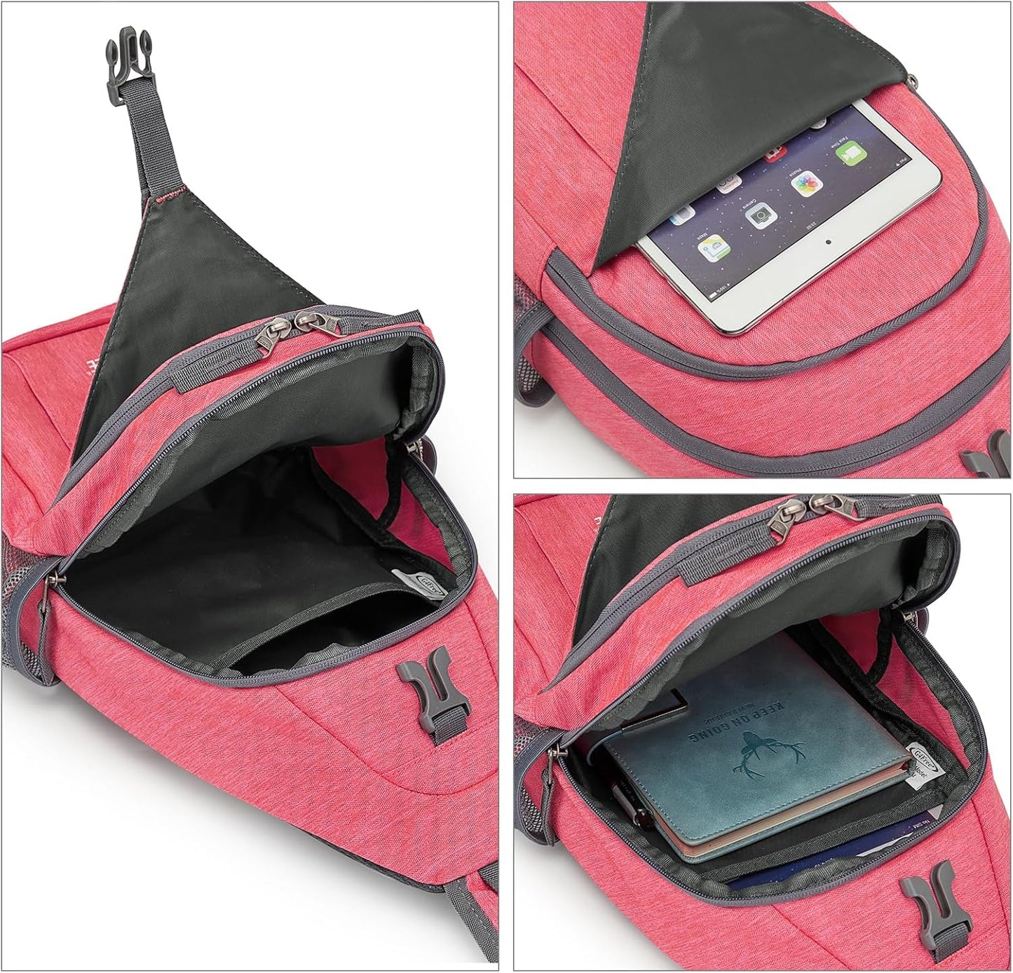 G4Free Sling Bag RFID Blocking Sling Backpack Crossbody Chest Bag Daypack for Hiking Travel(Red)