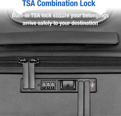 KYME 30-Inch Large Checked Luggage, 100% PC Hardside Suitcase with TSA Lock & Double Spinner Wheels, Durable Travel Hard Shell for Men & Women (Black)