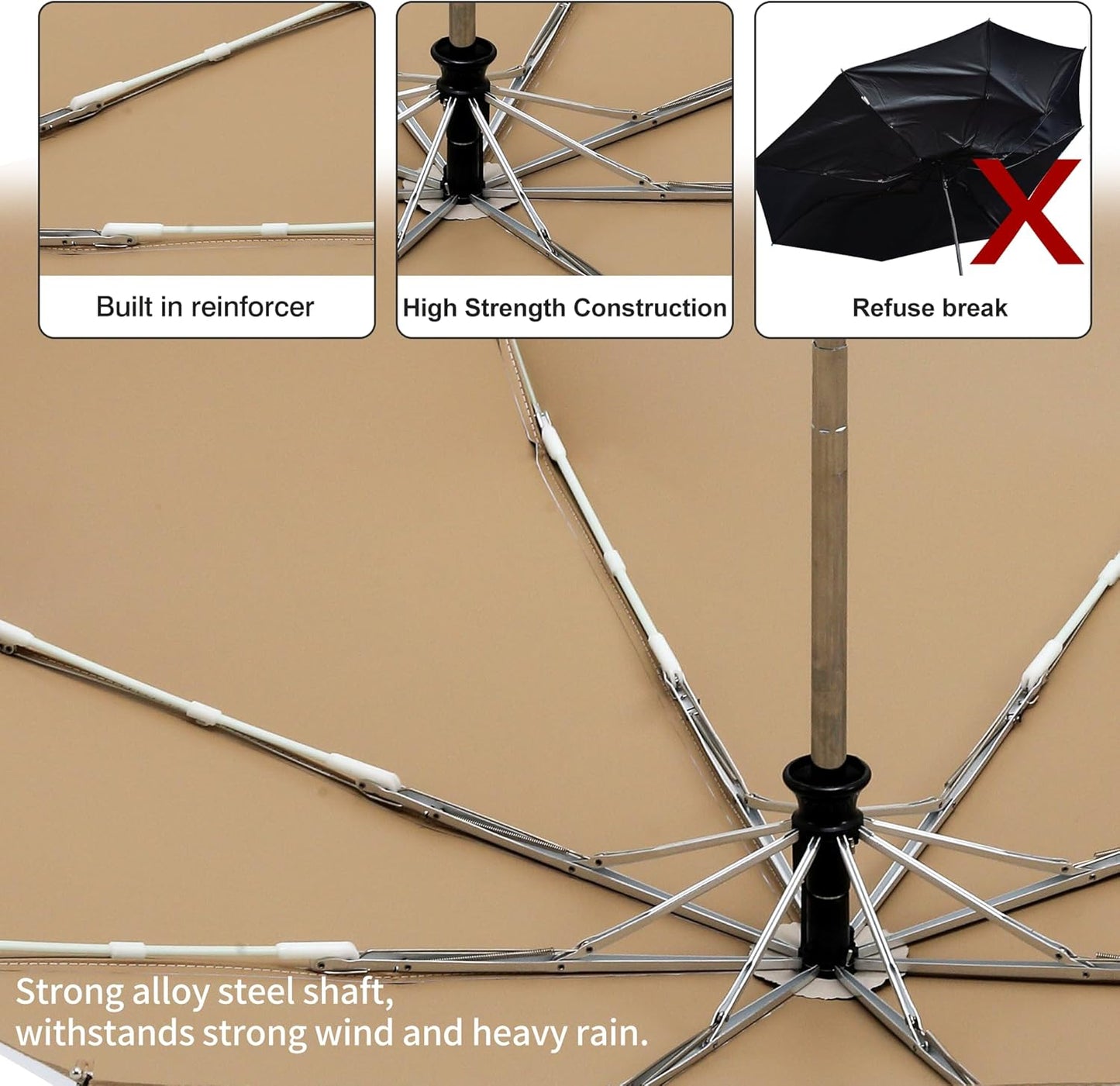 Color Coated Sun Umbrella UV Protection Compact Folding Windproof Parasols Travel Auto Open Close Shade Blocking UV