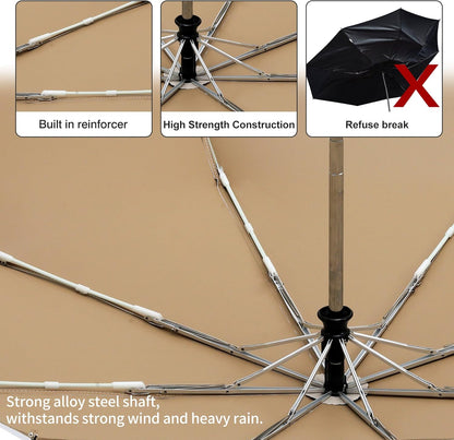 Color Coated Sun Umbrella UV Protection Compact Folding Windproof Parasols Travel Auto Open Close Shade Blocking UV