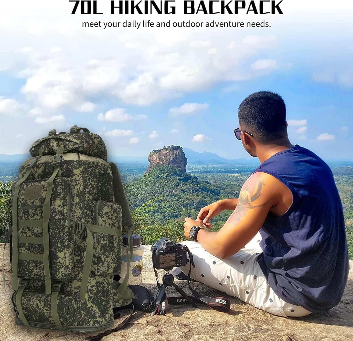 Hiking Backpack for Men 70L/100L Camping Backpack Military Rucksack Molle 3 Days Assault Pack for Climbing