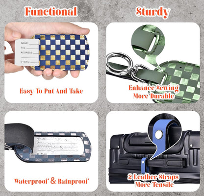 Luggage Tags for Suitcases Travel Accessories: Leather Luggage Tag 3 Pack TSA Approved, Airplane Travel Essentials for Men, Bag Tags for Luggage Long Flight Must Haves Travels Gifts Airport Essentials