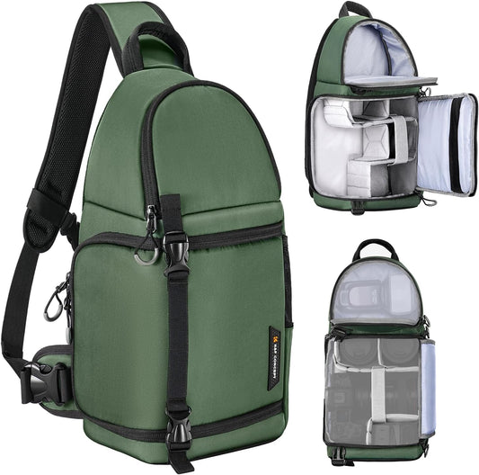K&F Concept Camera Sling Bag Crossbody Bag Camera Shoulder Backpack DSLR/SLR/Mirrorless Photography Bags Compatible with Canon/Nikon/Sony/Fuji/Gopro/DJI
