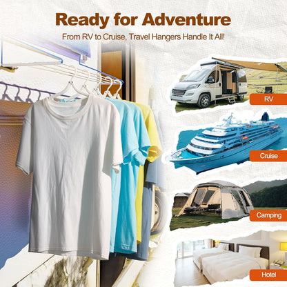 HOUSE DAY Foldable Travel Hangers 10 Pack w/10 Clips, Cruise Essentials 2025, Portable Hangers Collapsible Hanger Plastic, Travel Must Haves for Suitcase, Hotel, RV, Road Trip, Flying, Camping-White